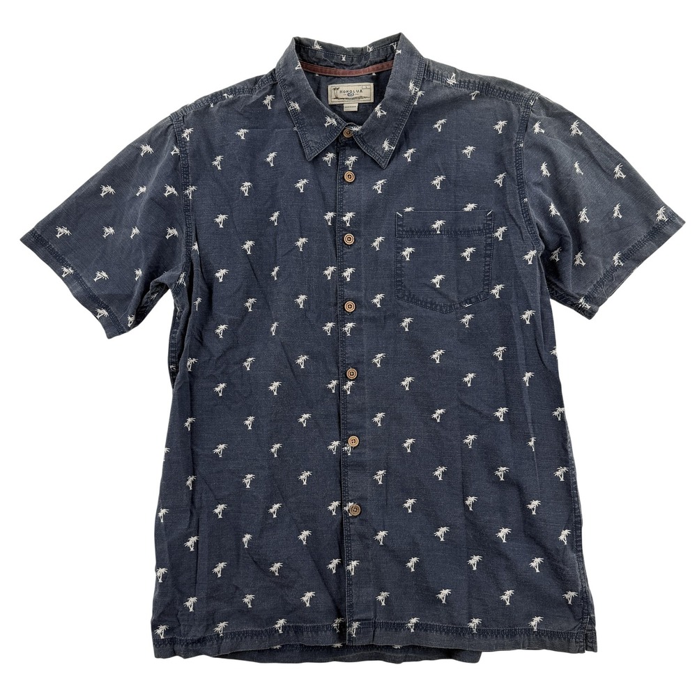 Honolua Shirt Mens Large Blue Palm Tree Print‎ Short Sleeve Button Down Hawaiian